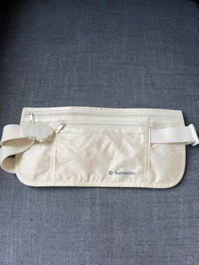 Samsonite Cream Travel Waist Money Pouch with Multiple Zips